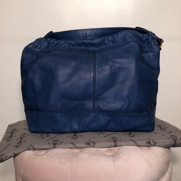 Isabella Fiore Blue Pebbled Leather Hobo - Picture 4 of 16